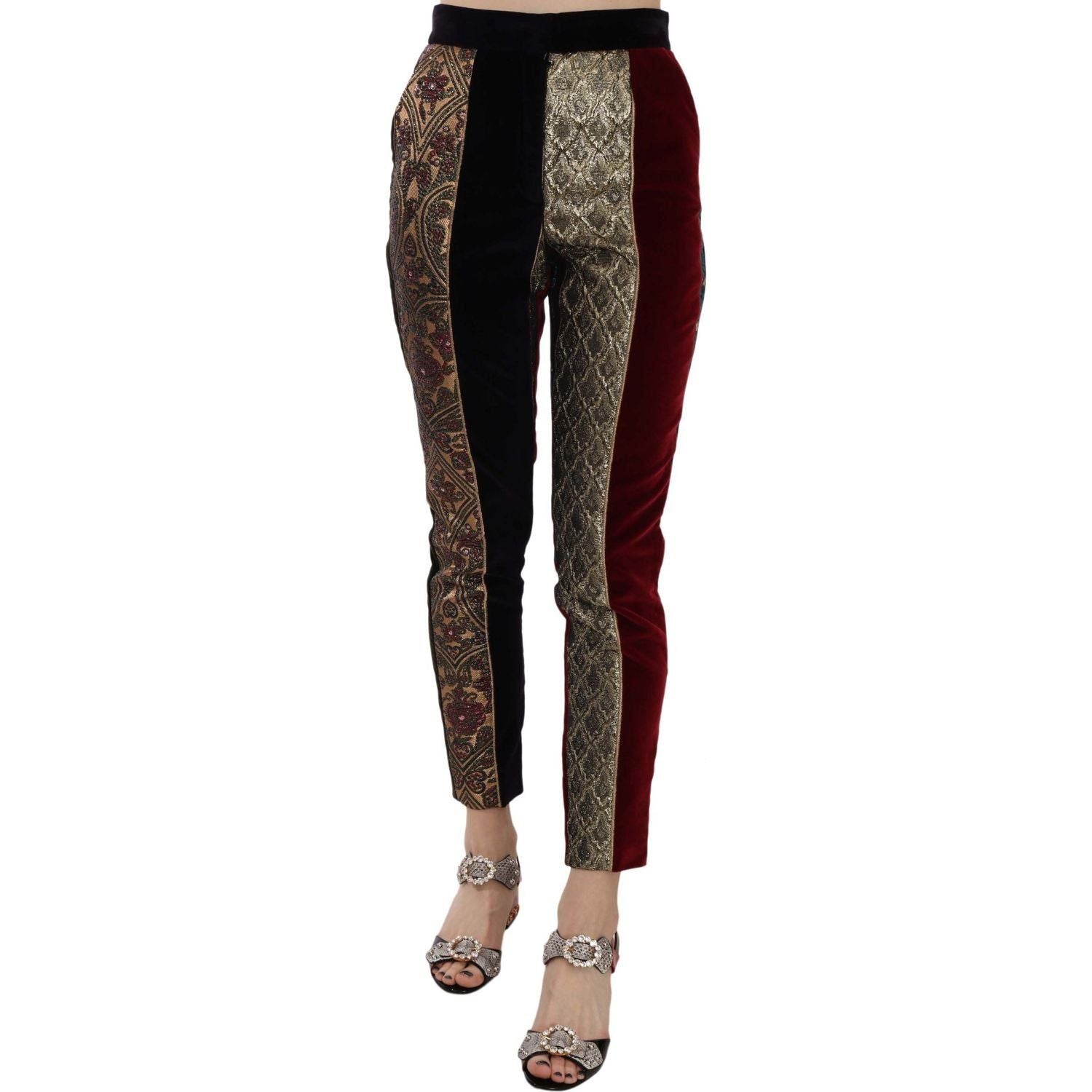 Dolce & Gabbana | Multicolor Jacquard Cropped Tapered Pants | McRichard Designer Brands