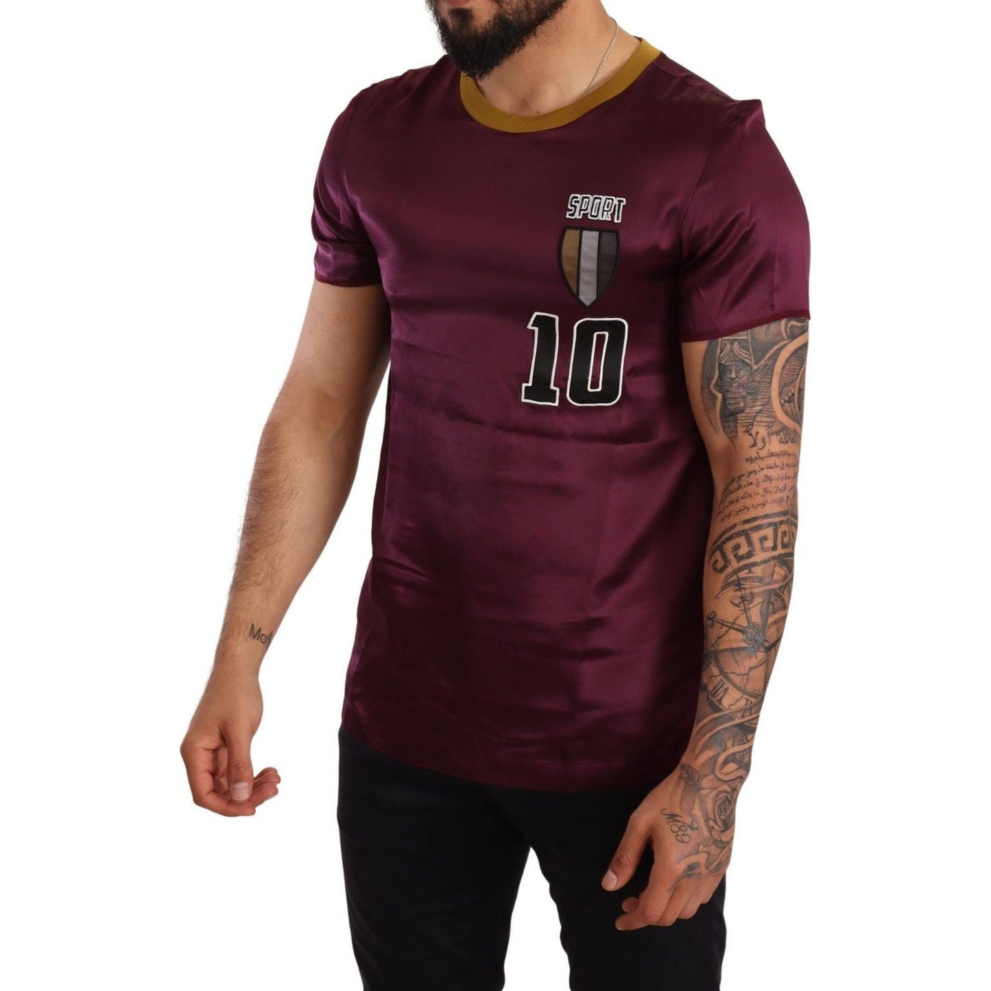 Dolce & Gabbana | Purple Sport 10 Embroidery Crewneck T-shirt  | McRichard Designer Brands