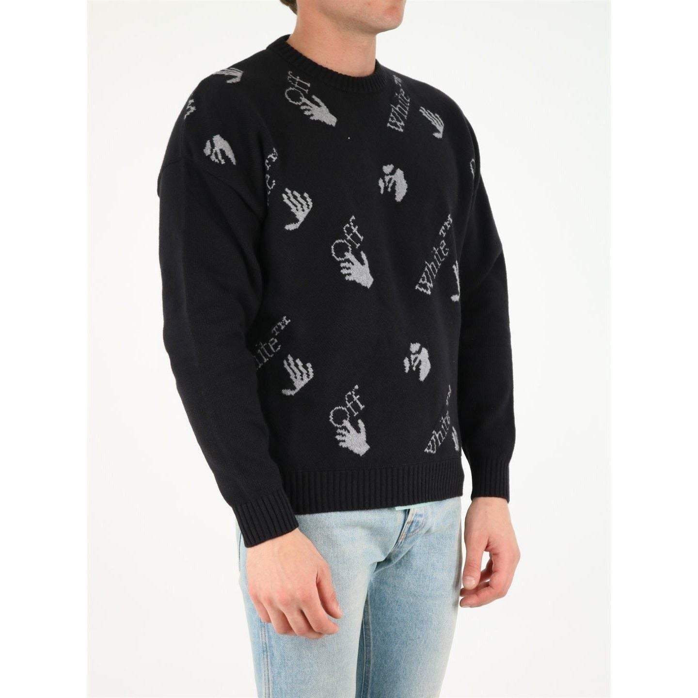 Off-White c/o Virgil Abloh All-Over Logo Crewneck Men's Sweater OFF-WHITE