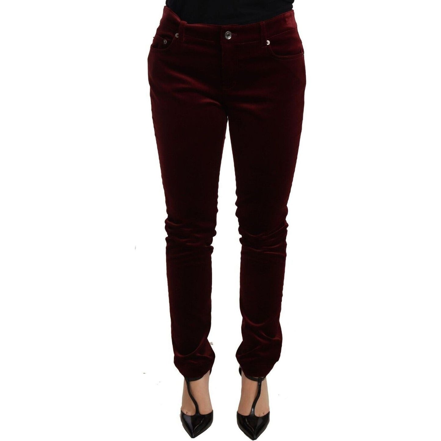 Dolce & Gabbana | Red Velvet Skinny Trouser Cotton Stretch Pants Jeans & Pants | McRichard Designer Brands