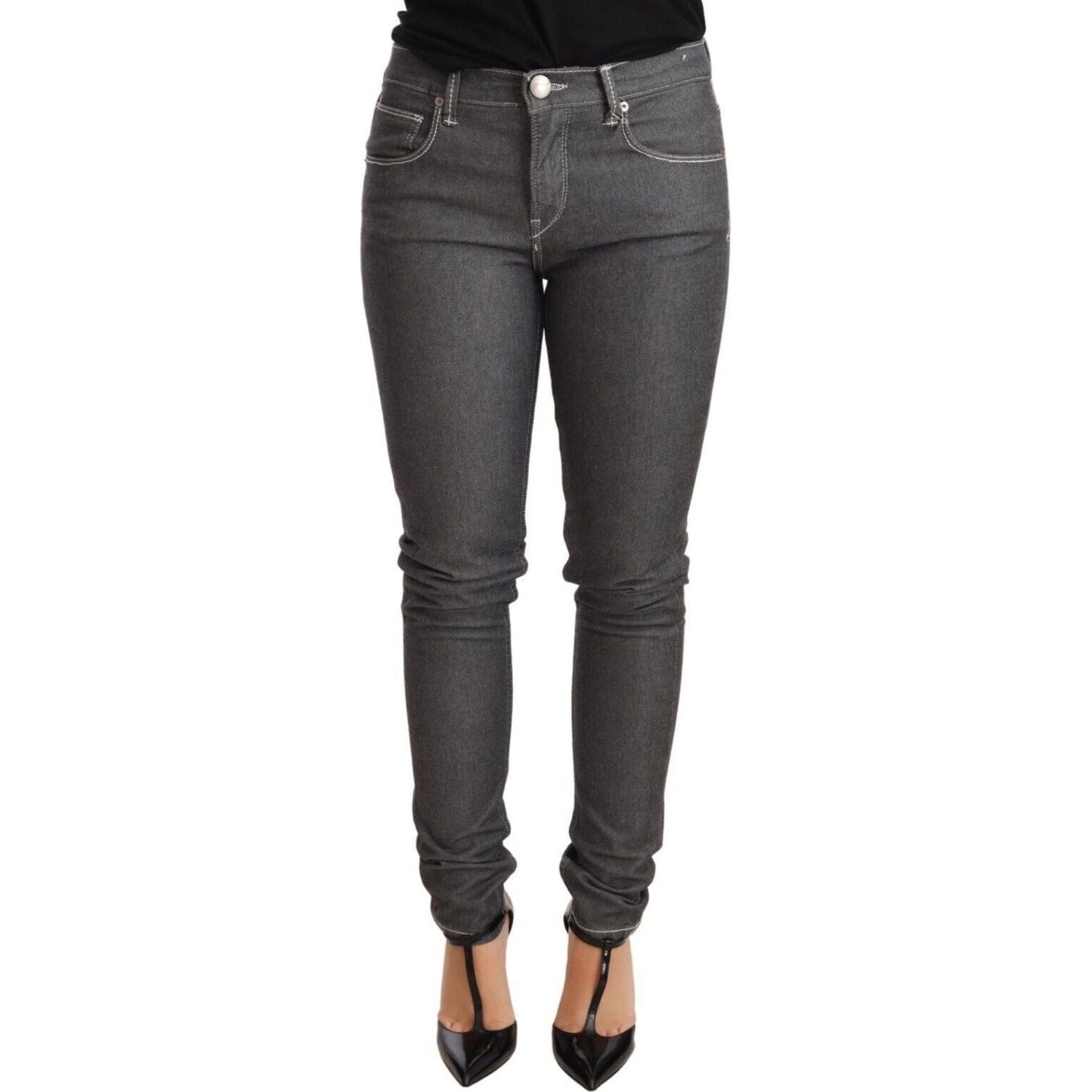 Acht | Gray Low Waist Skinny Denim Trouser Jeans | McRichard Designer Brands