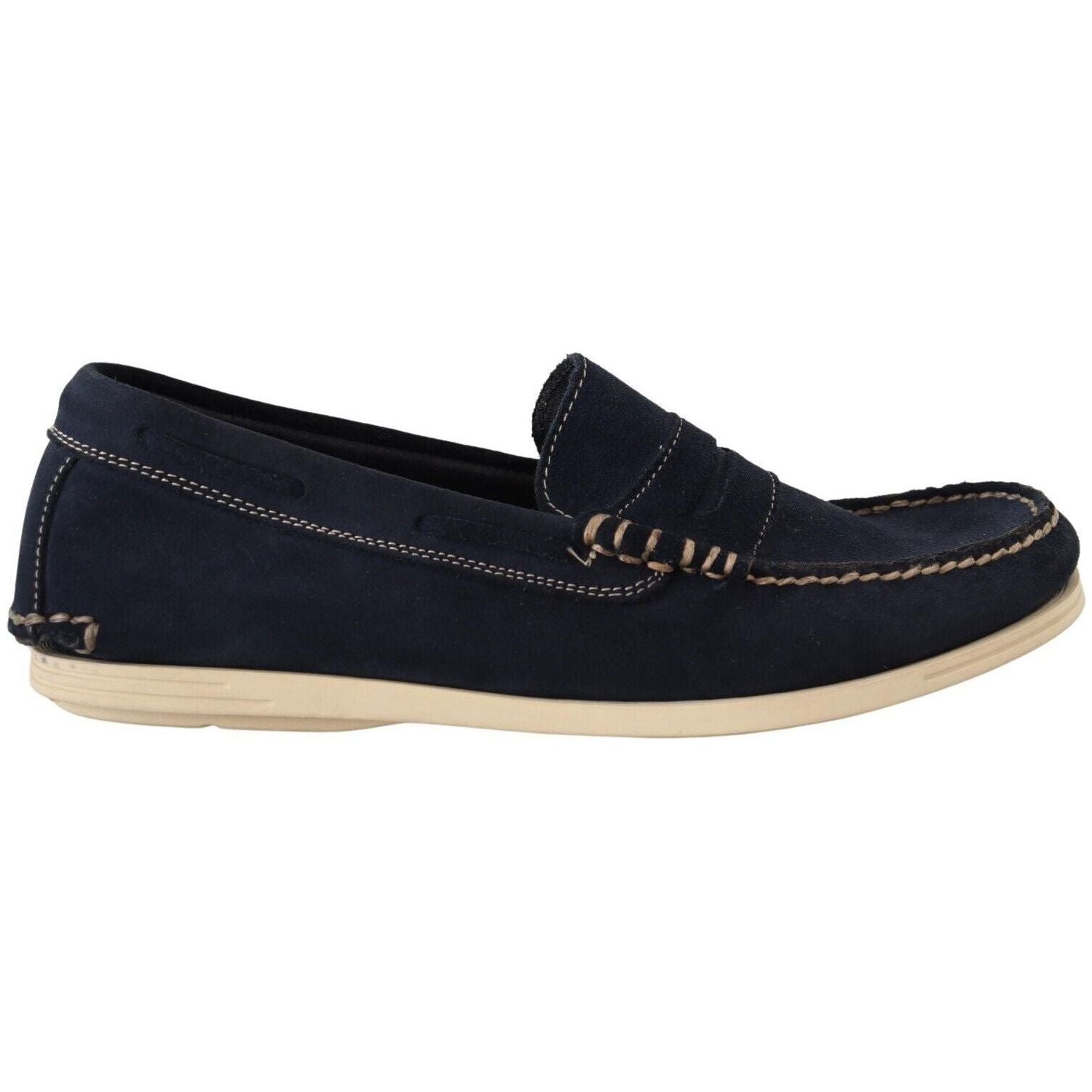 Pollini | Blue Suede Low Top Mocassin Loafers Casual Men Shoes | McRichard Designer Brands