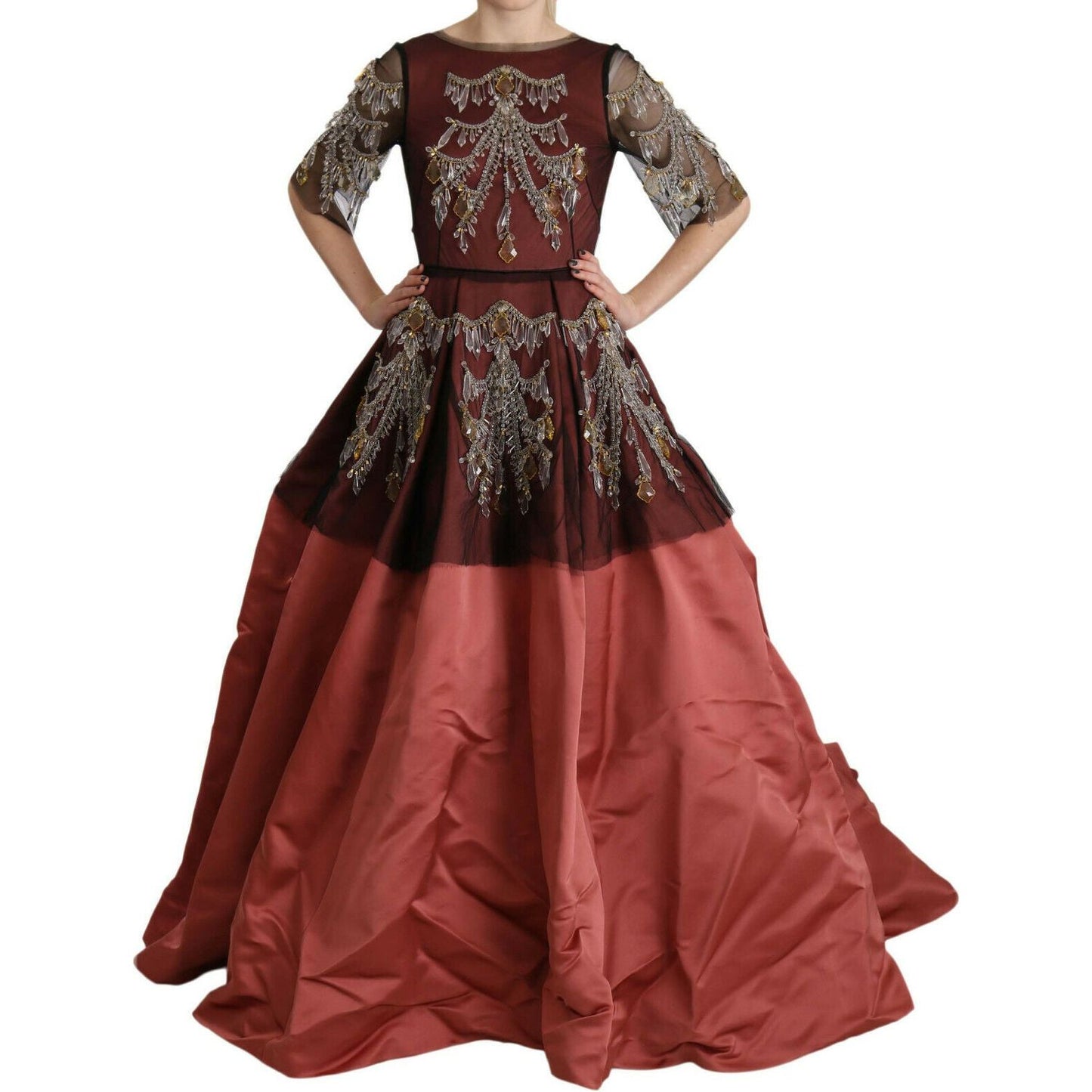 Dolce & Gabbana | Crystal Chandelier Silk Princess Gown Dress | McRichard Designer Brands