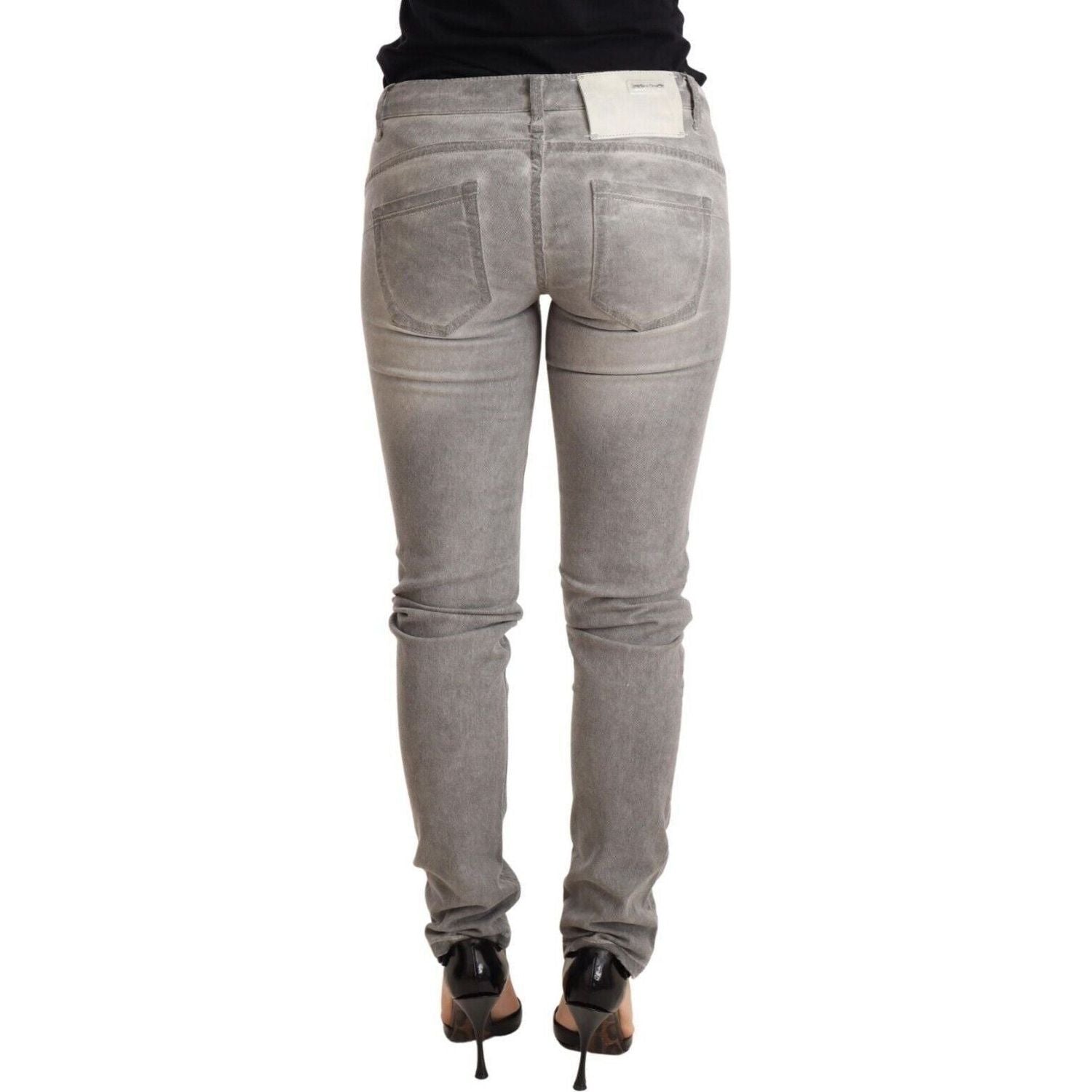 Acht | Light Gray Washed Cotton Slim Fit Denim Women Trouser Jeans | McRichard Designer Brands