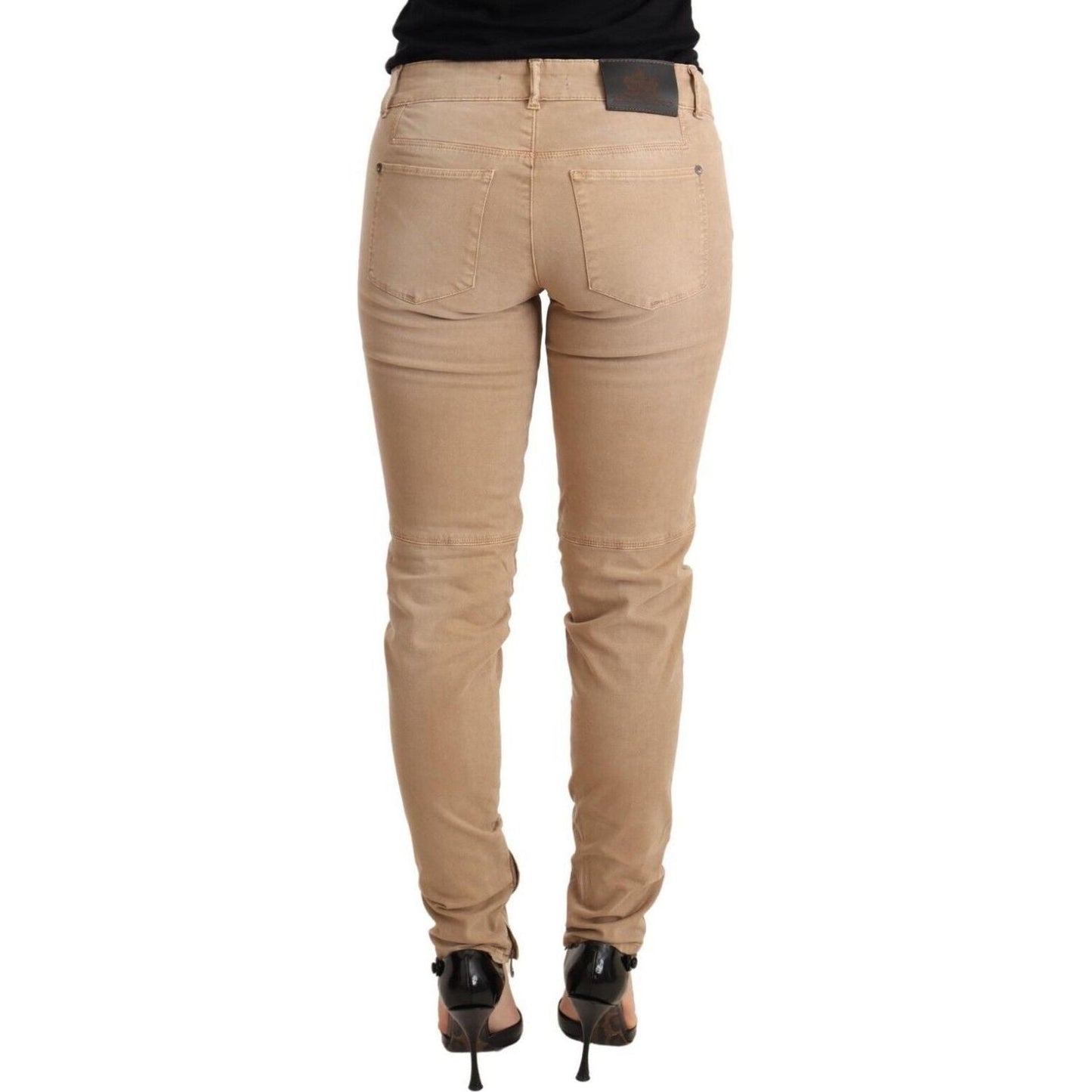 Ermanno Scervino | Brown Low Waist Skinny Denim Trouser Cotton Jeans | McRichard Designer Brands