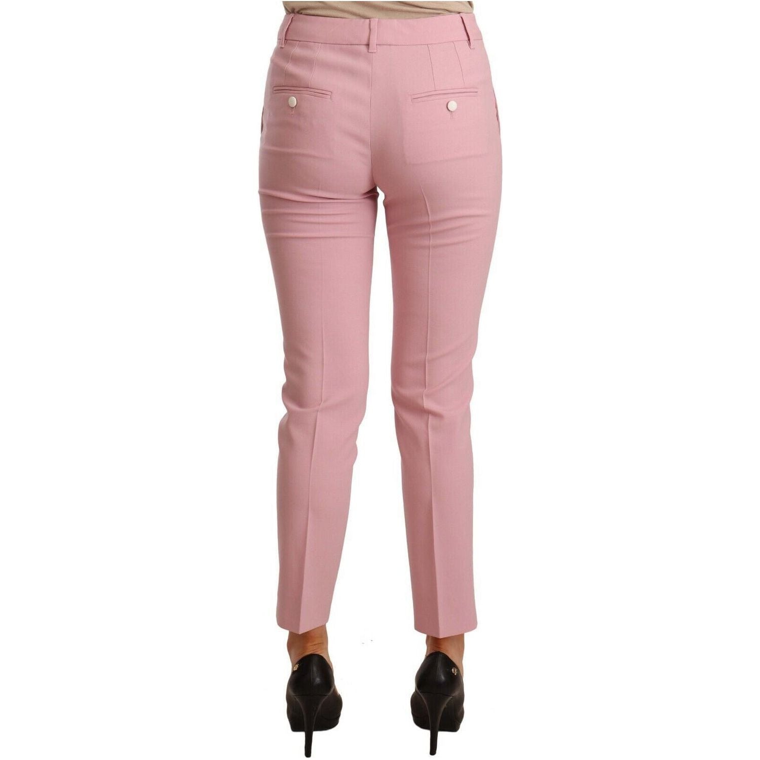 Dolce & Gabbana | Pink Wool Stretch High Waist Trouser Pants Jeans & Pants | McRichard Designer Brands