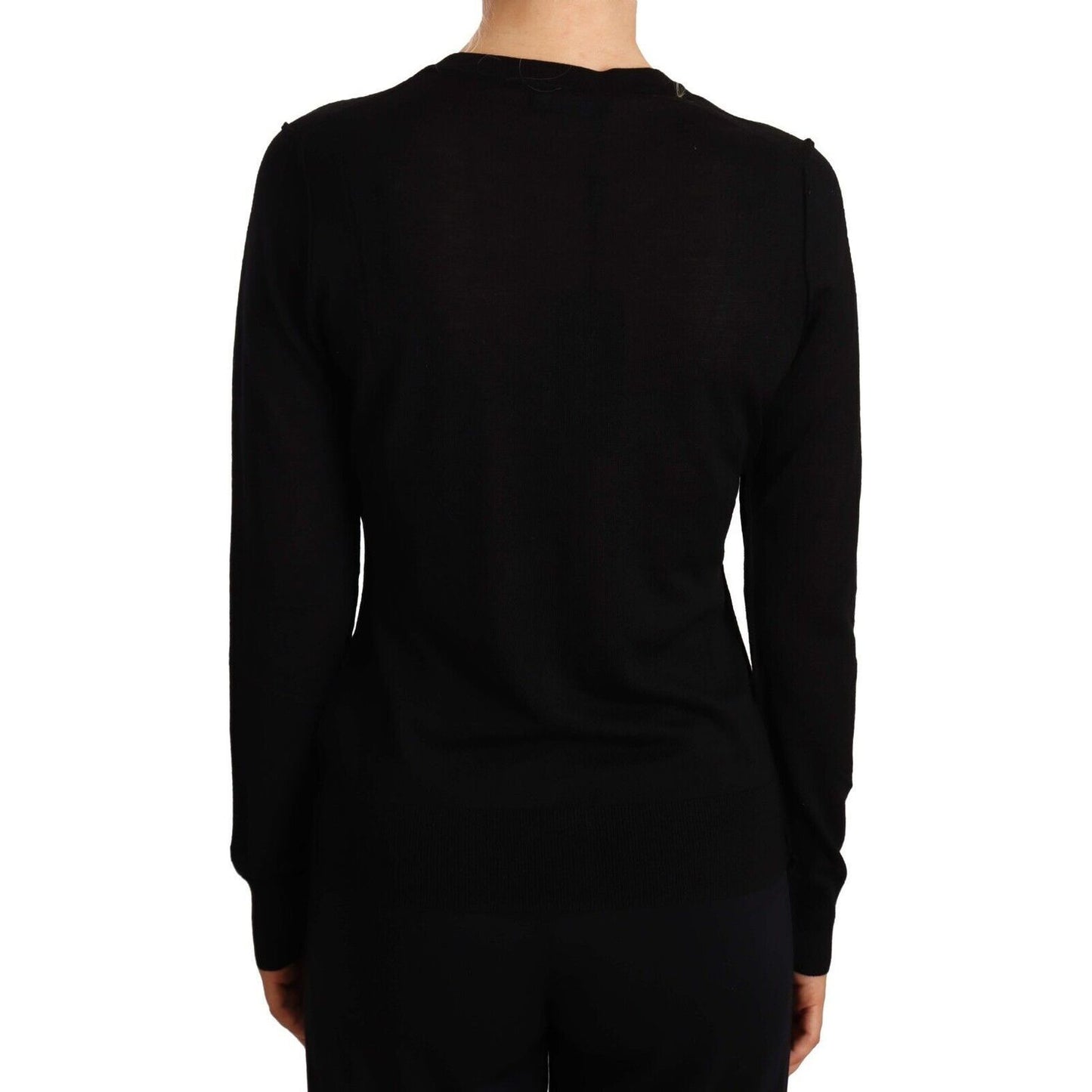 Dolce & Gabbana | Black Crewneck Pullover STAFF Sweater Wool WOMAN SWEATERS | McRichard Designer Brands