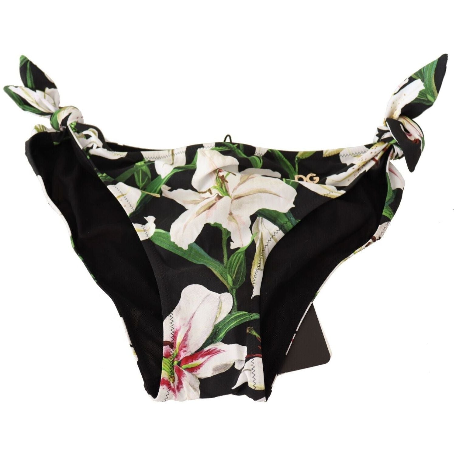 Dolce & Gabbana | Bikini Bottom Black Lily Print Swimsuit Swimwear WOMAN SWIMWEAR | McRichard Designer Brands