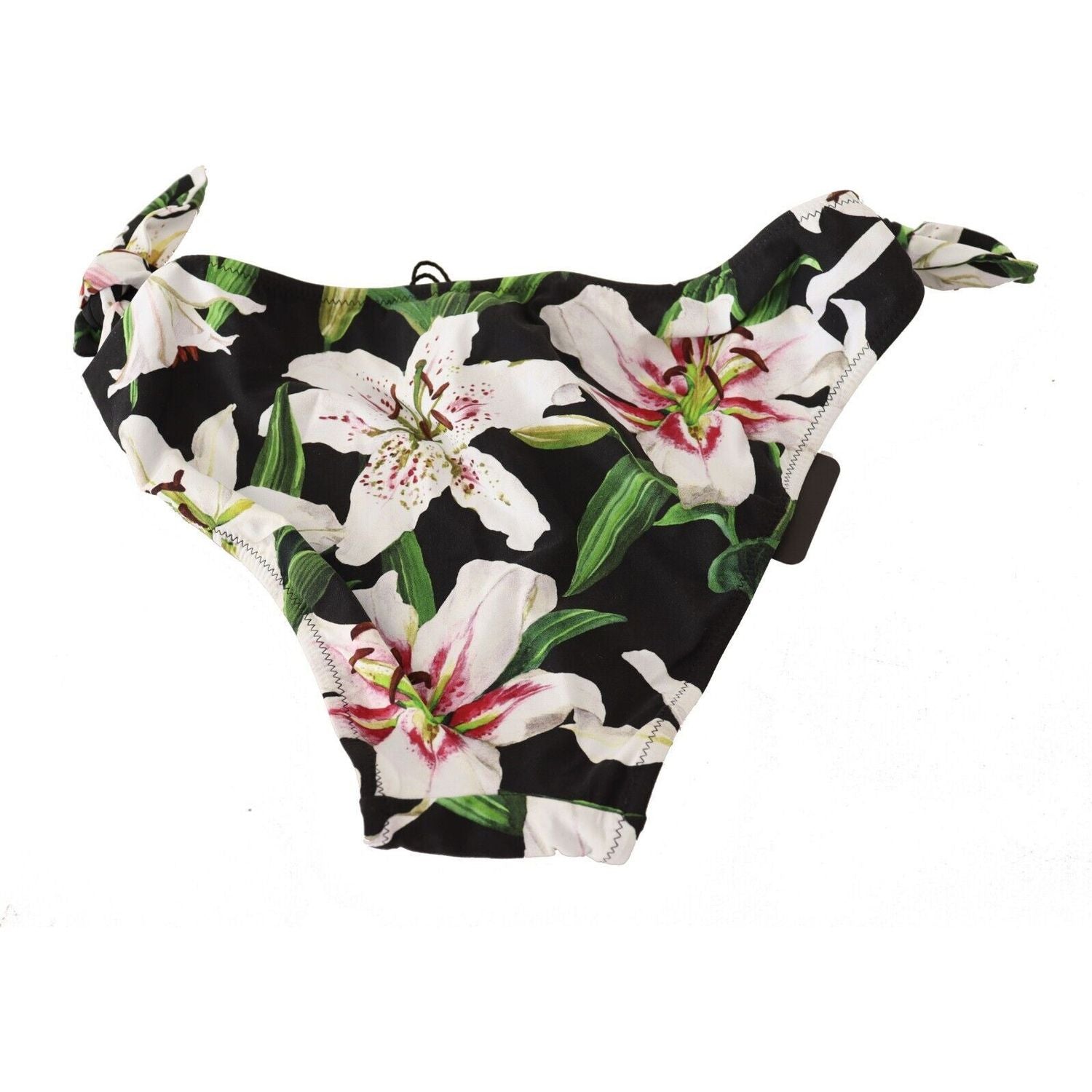 Dolce & Gabbana | Bikini Bottom Black Lily Print Swimsuit Swimwear WOMAN SWIMWEAR | McRichard Designer Brands