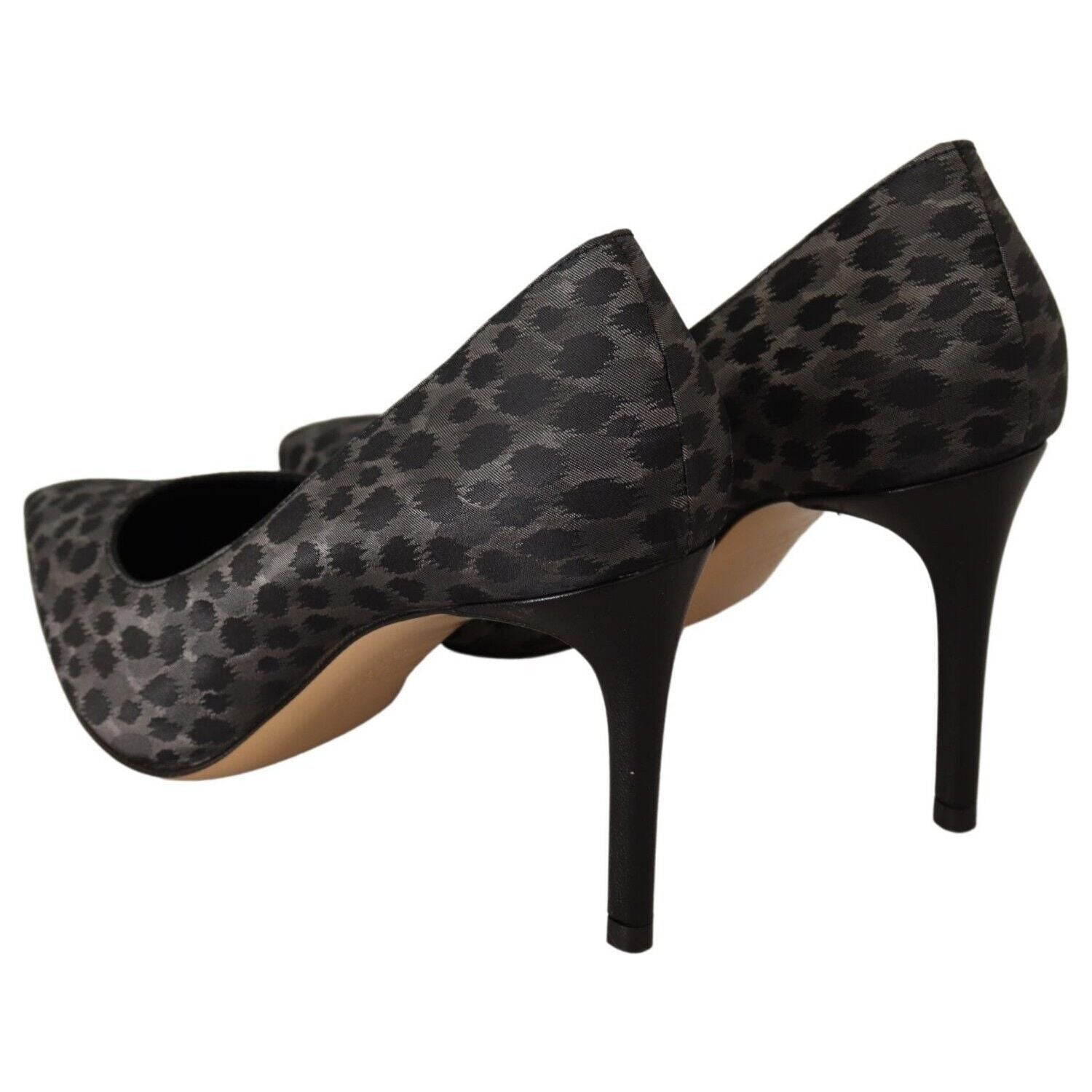 Sofia | Black Leopard Leather Stiletto High Heels Pumps Shoes | McRichard Designer Brands