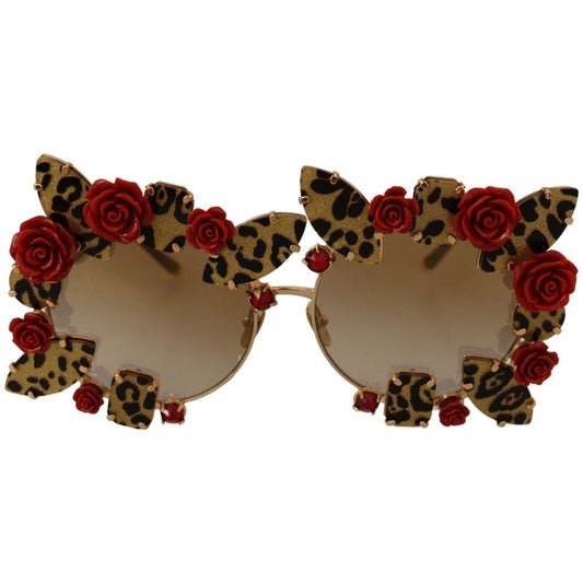 WOMAN SUNGLASSES Elegant Round Metal Sunglasses with Rose Detail Dolce & Gabbana
